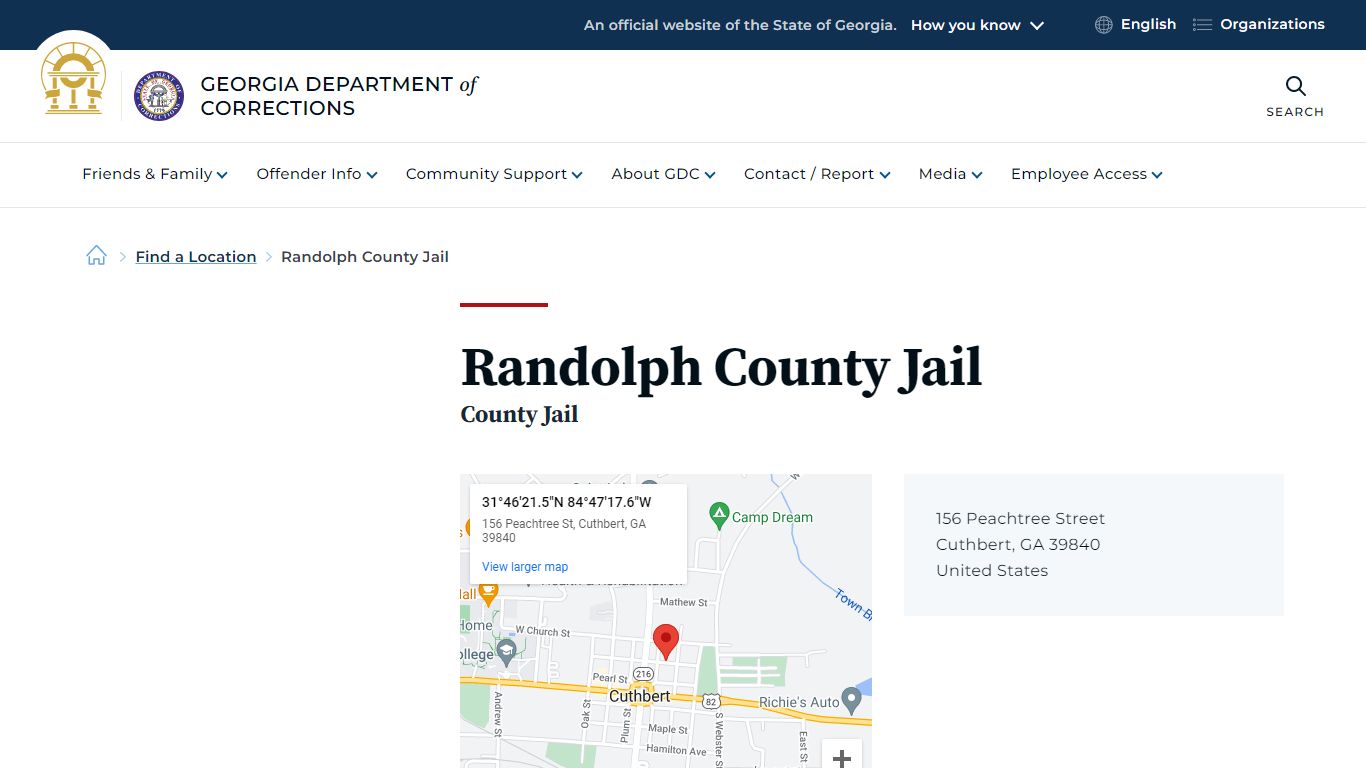 Randolph County Jail | Georgia Department of Corrections
